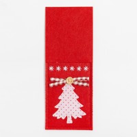 Конверт для столовых приборов «Елочка» 8,5х21 см, 100% п/э, фетр, цвет красный
