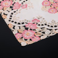 Салфетка ажурная для стола «Незабудки», 45×30 см, цвет металлик розово-оранжевый