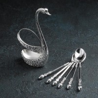 Набор ложек на подставке Magistro «Золотой лебедь», 7,5×5×14 см, цвет золотой