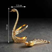 Набор ложек на подставке Magistro «Золотой лебедь», 7,5×5×14 см, цвет золотой