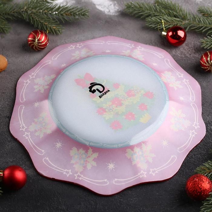 Тарелка десертная Доляна «Новогодняя ель», d=20 см