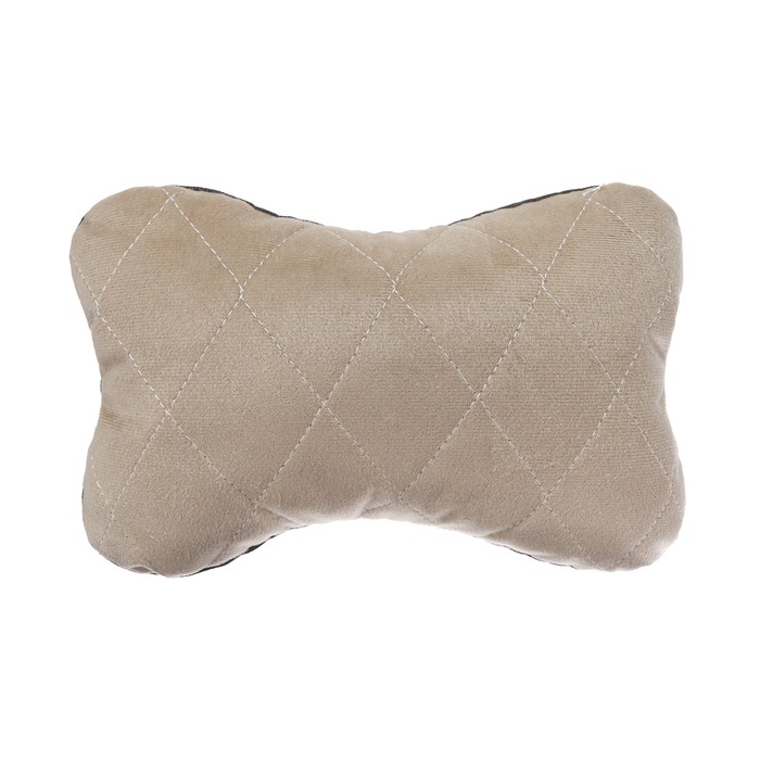 Подушка автомобильная подарочная, косточка, на подголовник, "Для тебя", велюр, бежевый, 16 х 24 см