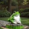 Садовая фигура "Лягушка на камне" 22см