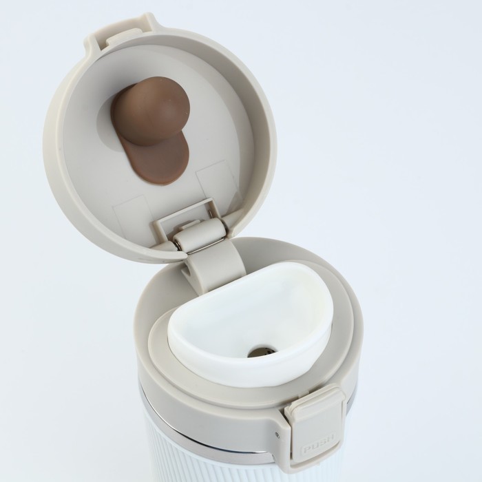 Термостакан с кнопкой «Зима будет теплой», 380 мл, бежевый