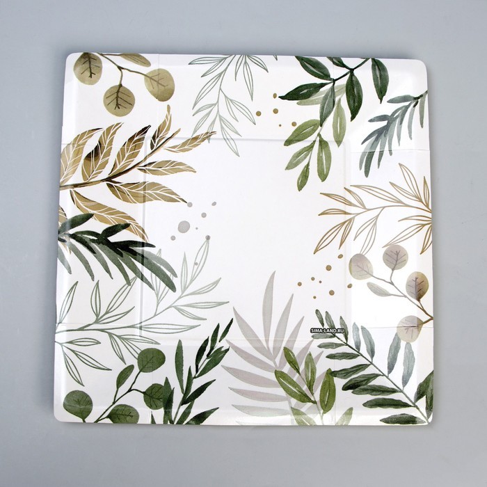 Тарелка одноразовая бумажная квадратная «Эко»,21 см