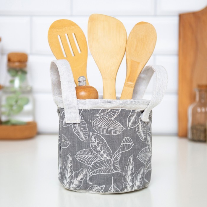 Корзинка текстильная «Этель. Прозрачные листья», 12×14 см