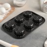 Форма для выпечки Доляна «Неженка», 27×18×3 см, 6 ячеек, антипригарное покрытие, цвет чёрный