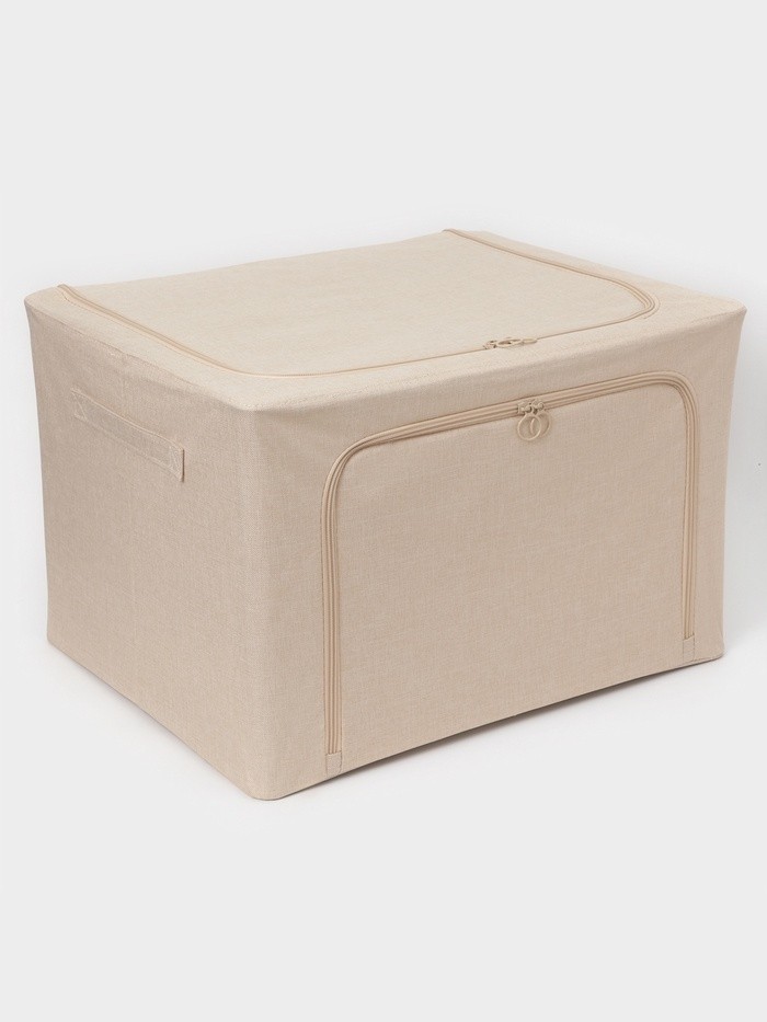 Кофр для хранения вещей LaDо́m, размеры 50×40×33 см, бежевый, материал батист