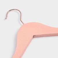 Плечики - вешалки для одежды LaDо́m Rose Gold, 44.5×1.2×23 см, 2 шт., с перекладиной, покрытие вельвет, широкие плечики, розовые