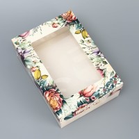 Коробка складная, крышка-дно, «Самой прекрасной», 21×15×7 см с окном