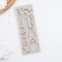 Молд силиконовый «Свадебная атрибутика», 16×6×0,9 см, цвет МИКС