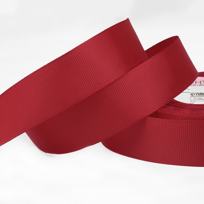 Лента репсовая, 25 мм, 23 ± 1 м, цвет бордовый №33