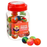 Мяч каучуковый, попрыгунчик «Возьми меня к себе», в банке, цвета МИКС, 30 шт
