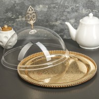 Тортовница с крышкой, 31,5×23 см, цвет металла золотой