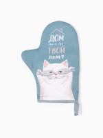 Набор кухонный «Этель. Кот», варежка-прихватка 20×28 см, прихватка 17×17 см