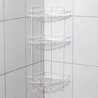 Полка для ванной угловая 3-х ярусная «Волна», 24×24×64 см, цвет белый