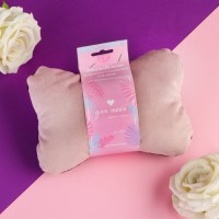 Подушка автомобильная подарочная, косточка, на подголовник, «Для тебя», велюр, розовый, 16×24 см