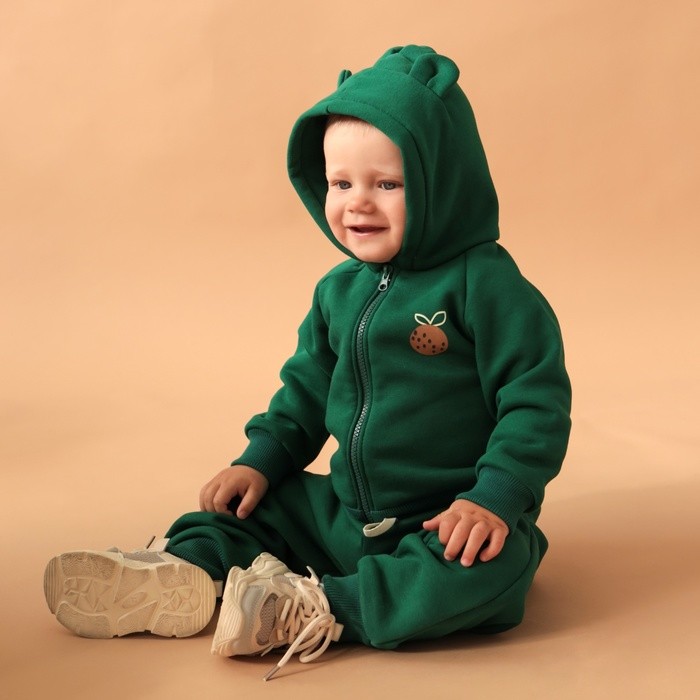 Костюм детский (толстовка, брюки) «Крошка Я» Oranges, рост 62-68 см, зелёный