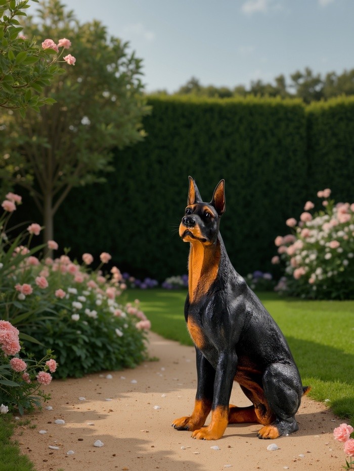 Садовая фигура из полистоуна «Собака Доберман», 48×20×21 см
