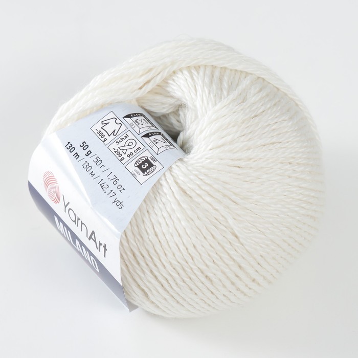 Пряжа "Milano"  8%альпака, 20%шерсть, 8%вискоза, 64%акрил 130м/50гр (852 молочный)
