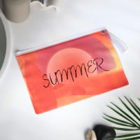 Косметичка для бассейна с застёжкая зип-лок, большая, принт Summer, прозрачная/оранжевая