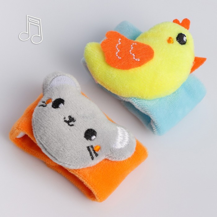 Развивающие браслетики - погремушки «Курочка ряба», 2шт Развивающие браслетики - погремушки «Курочка ряба», 2шт