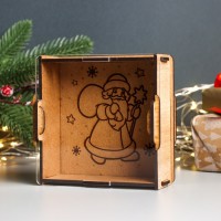 Заготовка новогодняя копилка с акрилом "Дед Мороз с мешком" 12х12х4 см