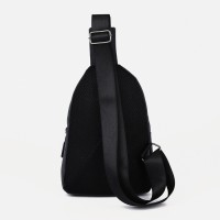 Сумка слинг мужская из текстиля, отверстие для наушников, цвет чёрный