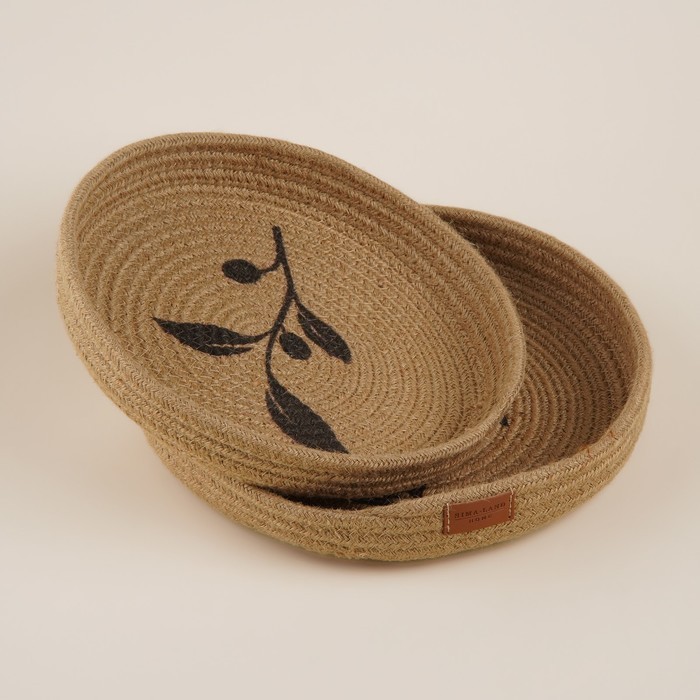 Корзины для хранения SL Home «Олива», плетёные, ручной работы, 2 шт., 25×25×3 см, 30×30×4 см, коричневые