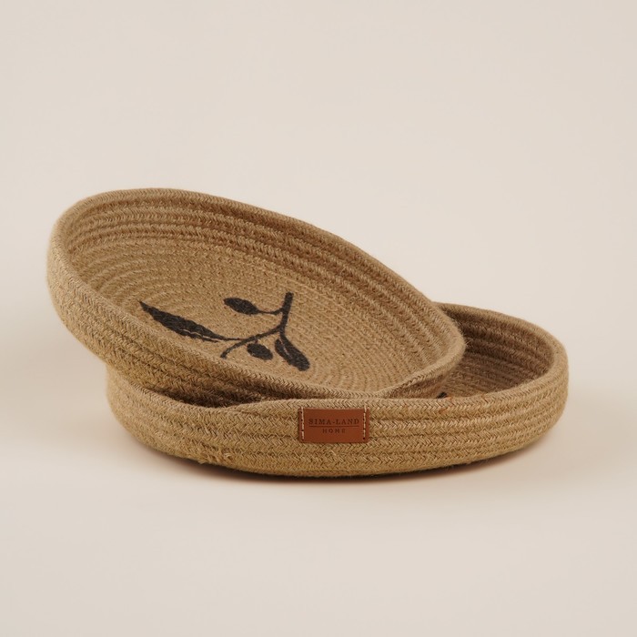 Корзины для хранения SL Home «Олива», плетёные, ручной работы, 2 шт., 25×25×3 см, 30×30×4 см, коричневые