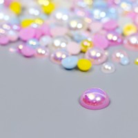 Декор для творчества пластик "Половинки бусин. Макарун перламутр" d=3-10 мм, набор 10 гр