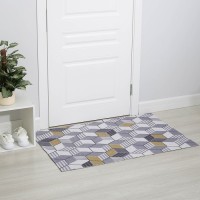 Коврик придверный Доляна «Мозаика», грязезащитный, вырезной, 80×120 см, серый, коричневый