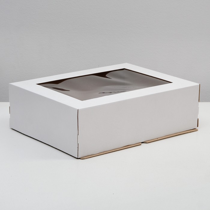 Кондитерская упаковка с окном, крафт, 39 х 29 х 12 см