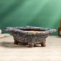 Декоративный горшок - бонсайница для кактусов и суккулентов, 200 мл, 16.5×11.5×5 см, керамический