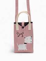 Сумка для телефона «Собачка», на кнопке, с длинным ремнём, розовая