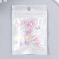 Бисер стекло 6/0 "Кубик. Полупрозрачный. Радужный зефир" 10 гр