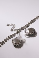 Набор 2 предмета: серьги, колье «Жаклин» дуэт, капля, цвет бело-изумрудный в серебре, 45см