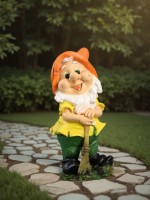 Садовая фигура из полистоуна «Гном с метлой», 30×14×14 см