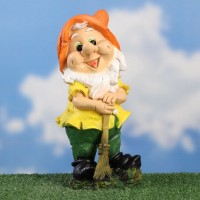 Садовая фигура из полистоуна «Гном с метлой», 30×14×14 см