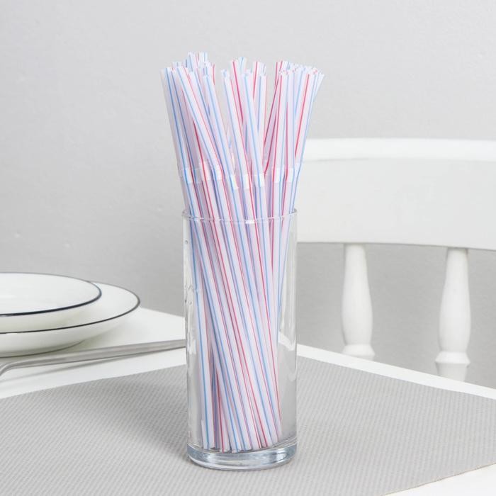 Набор трубочек одноразовых для коктейля Доляна, 0,5×21 см, 50 шт, с гофрой, в полоску