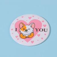 Зеркало карманное «Люблю корги», d=7 см, разноцветное