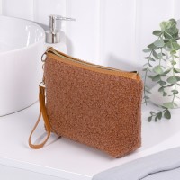 Косметичка на молнии, с ручкой, цвет коричневый