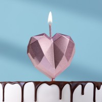 Свеча для торта «Сердце», розовое золото