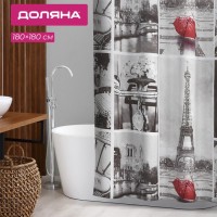 Штора для ванной Доляна «Париж ретро», 180×180 см, EVA