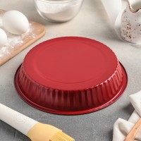 Форма для выпечки Доляна «Ренард. Рифлёный круг», 25×4 см, антипригарное покрытие, цвет бордовый