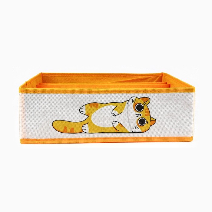 Органайзер для хранения, кофр для белья 7 ячеек «Рыжий кот», 32×32×10 см