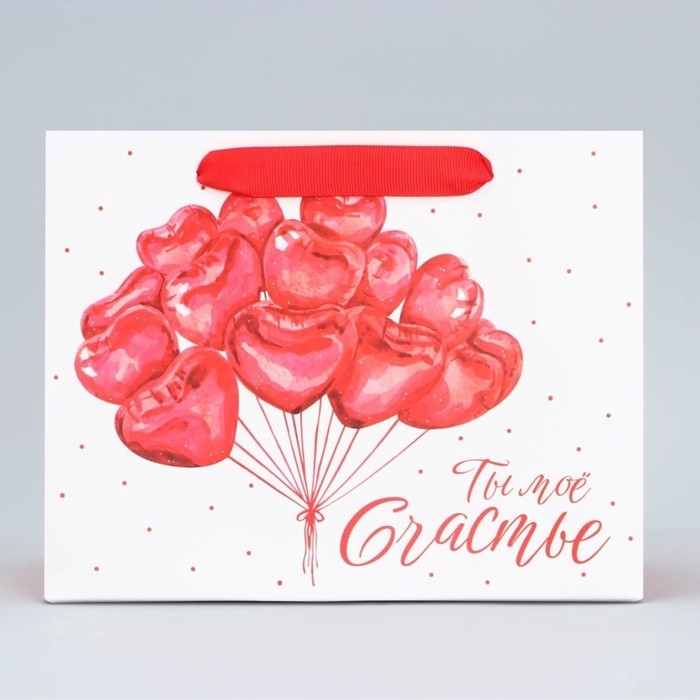 Пакет подарочный ламинированный, упаковка, «Ты моё счастье», MS 23×18×10 см