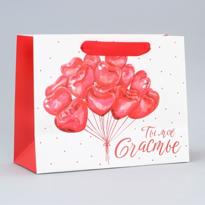 Пакет подарочный ламинированный, упаковка, «Ты моё счастье», MS 23×18×10 см