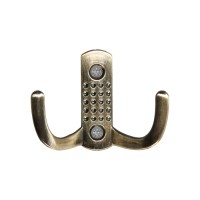 Крючок мебельный ТУНДРА TKd=011, двухрожковый, старинная бронза, 4 шт. TMP