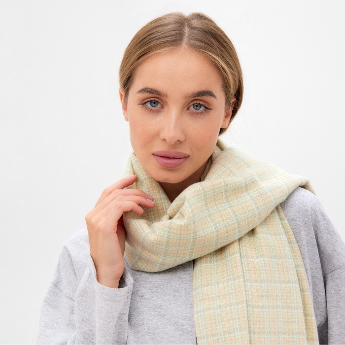 Шарф зимний с кистями MINAKU, размер 65×180 + 8 см, молочный